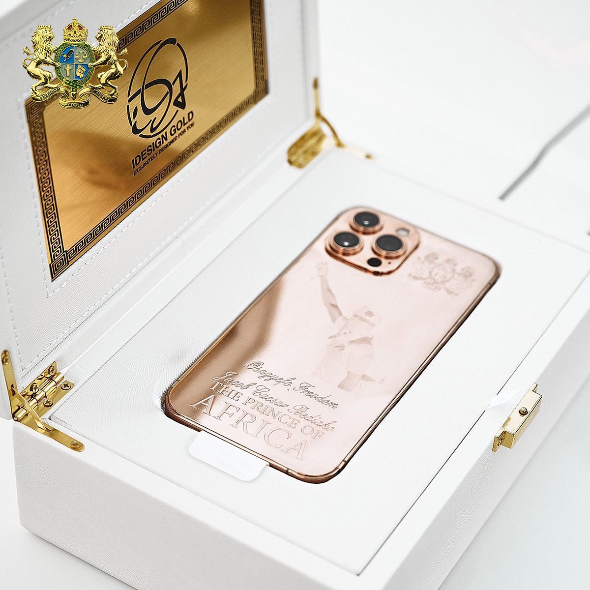 Freedom Jacob Caesar buys a customised gold plaited iPhone 13 Pro max worth GHS37,444