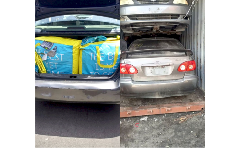 ndlea-intercepts-imported-car-with-126-parcels-of-canadian-loud-concealed-in-it-nab-freight-agent-who-tried-to-smuggle-cannabis-concealed-in-travelling-bag