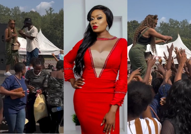 Yul Won’t Like This! May Edochie Makes Money Rain On Her Fans At An Event In Enugu
